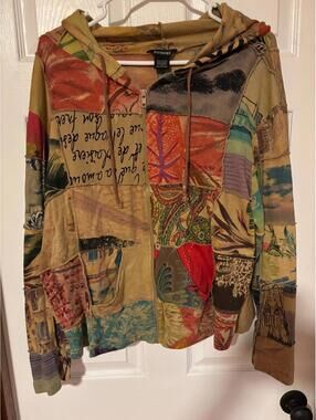 Raakhee Boho Patchwork Vintage Hoodie Size 1X Made in India GUC